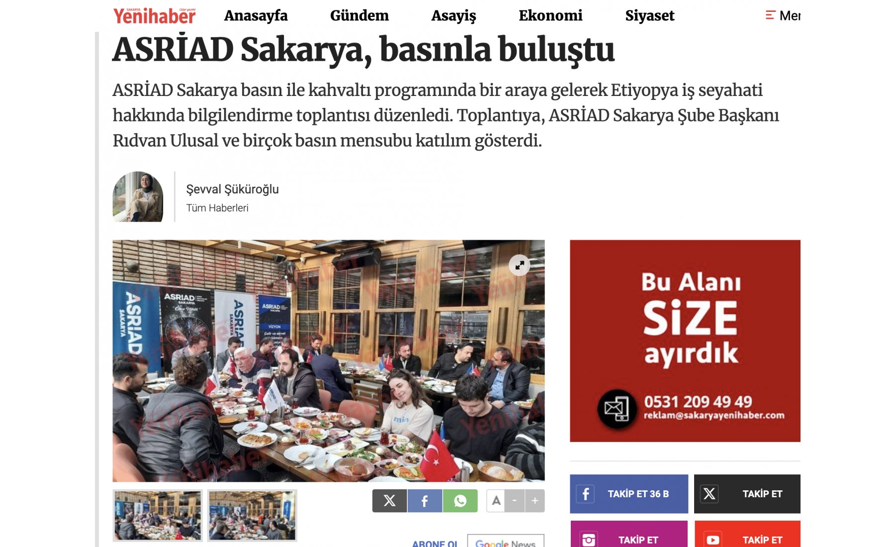 ASRİAD Sakarya, basınla bir araya gelerek yeni dönem projelerini, hedeflerini ve uluslararası çalışmalarını kamuoyuyla paylaştı.