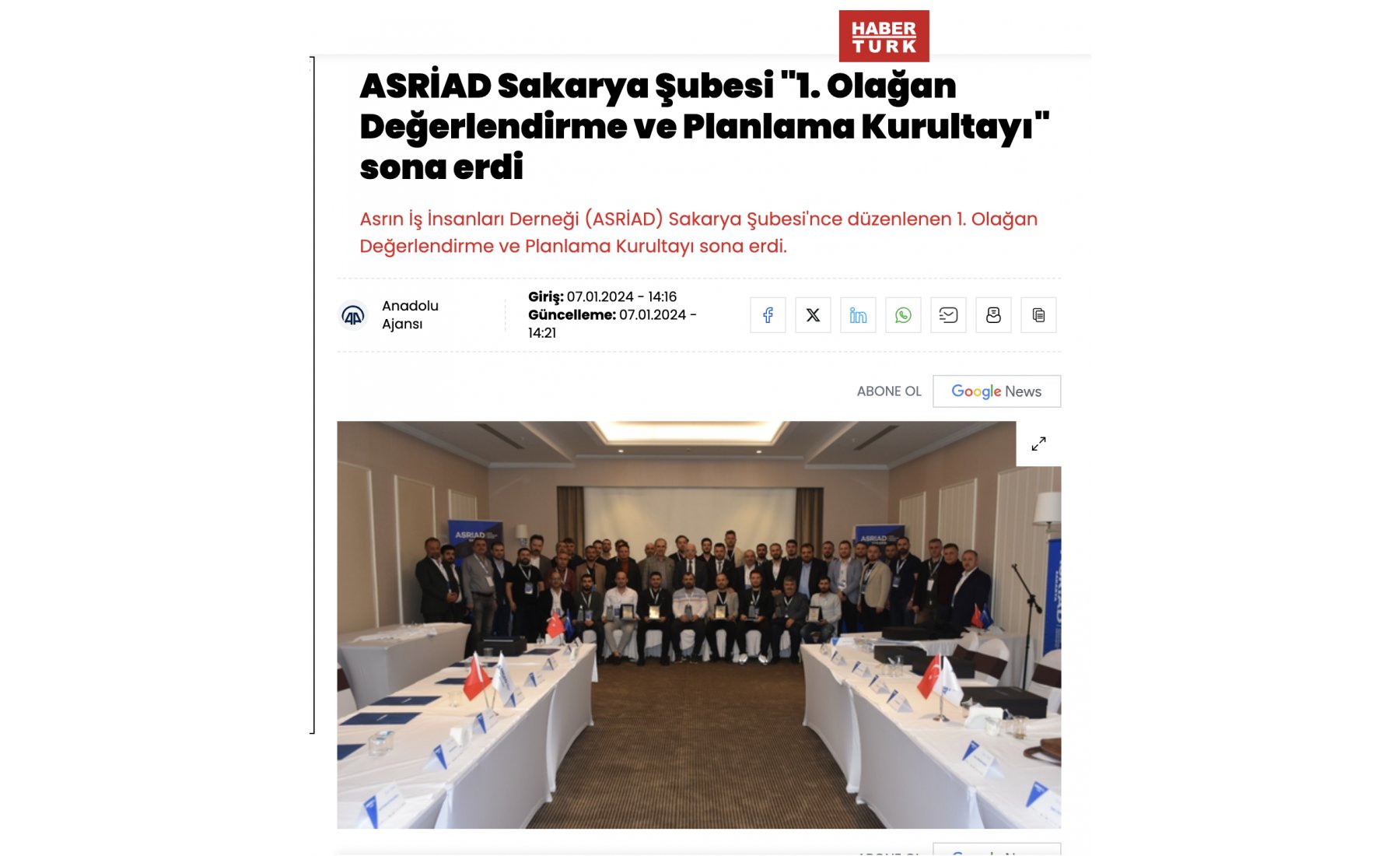 ASRİAD Sakarya Şubesi, 1. Olağan Değerlendirme ve Planlama Kurultayı’nı tamamlayarak yeni dönem stratejilerini ve hedeflerini belirledi.